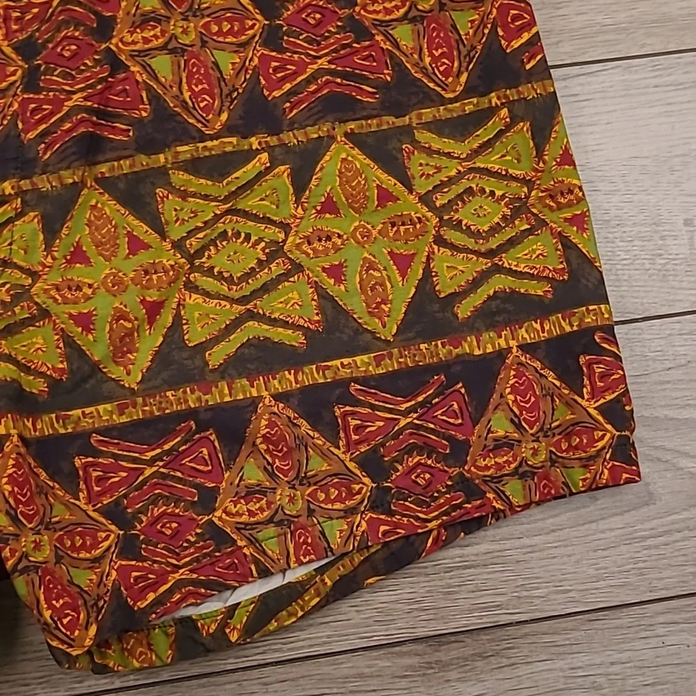 LAUHALA Hawaiian Brown Red Green Tiki 33 Mens Casual Board‎ Shorts RARE VTG 50s